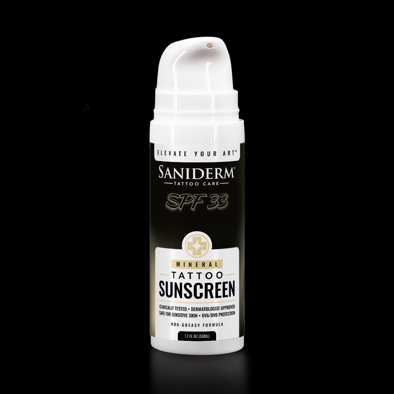 Saniderm SPF 33 Mineral Tattoo Sunscreen, 1.7 fl oz, included in the Everyday Tattoo Care & Aftercare Kit