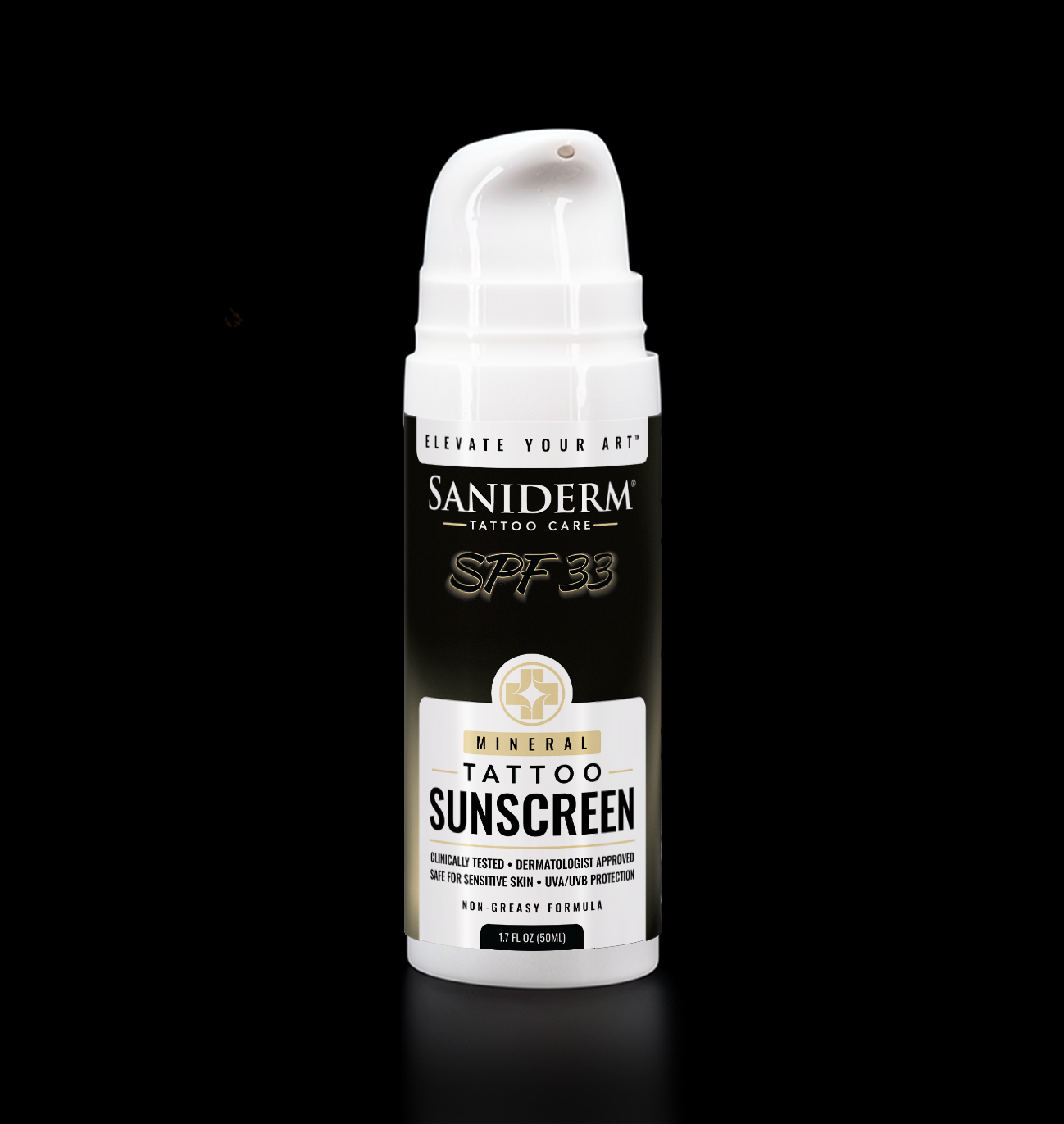 Saniderm SPF 33 Mineral Tattoo Sunscreen, 1.7 fl oz, included in the Everyday Tattoo Care & Aftercare Kit